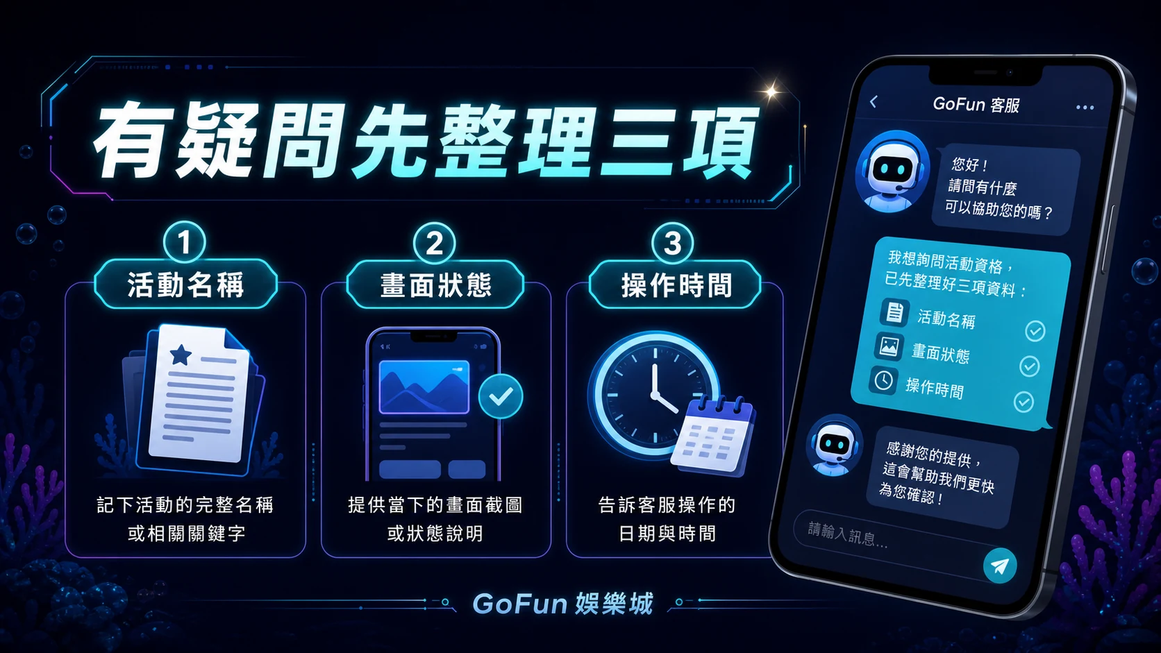 GoFun 活動資格客服詢問前資料