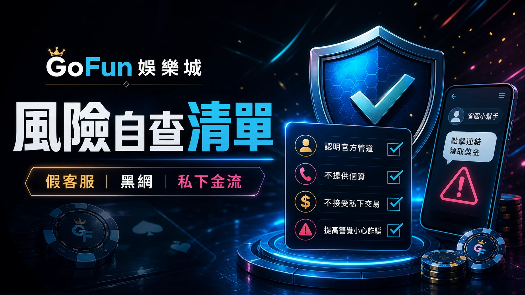 線上娛樂平台風險自查與安全參與檢查示意圖