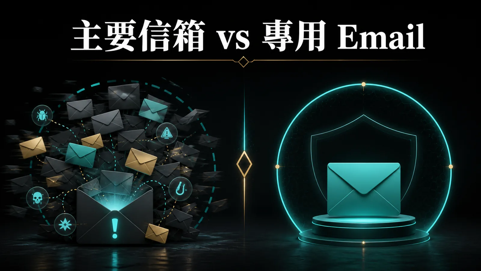 主要信箱與專用 Email 的風險比較資訊圖