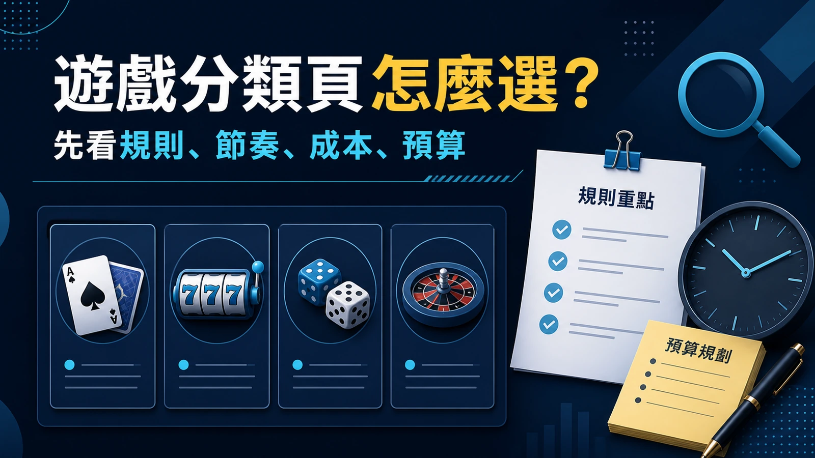 娛樂城遊戲分類頁的規則、節奏、成本與預算閱讀路徑示意圖