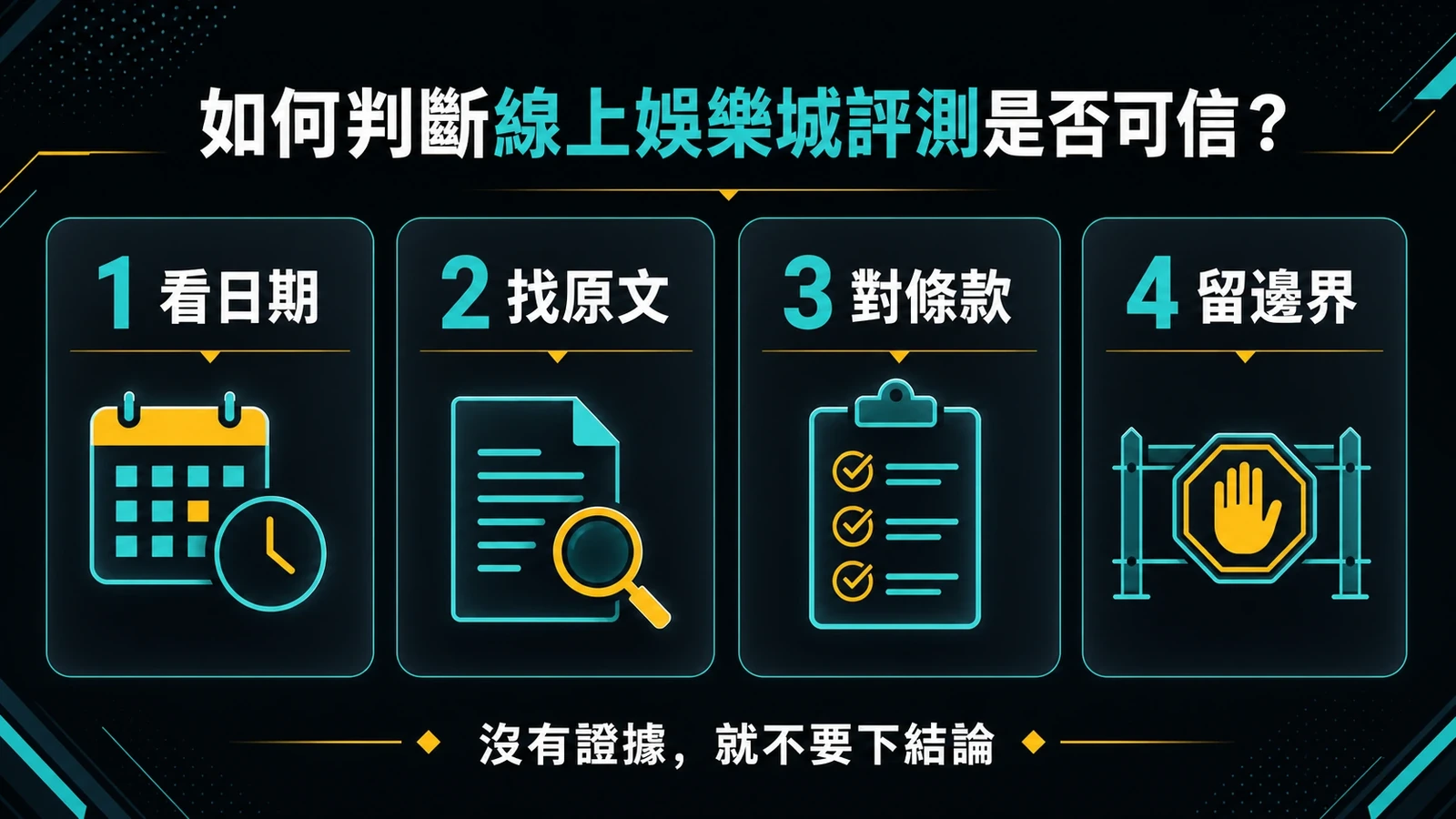 如何判斷線上娛樂城評測是否可信的四步檢查圖