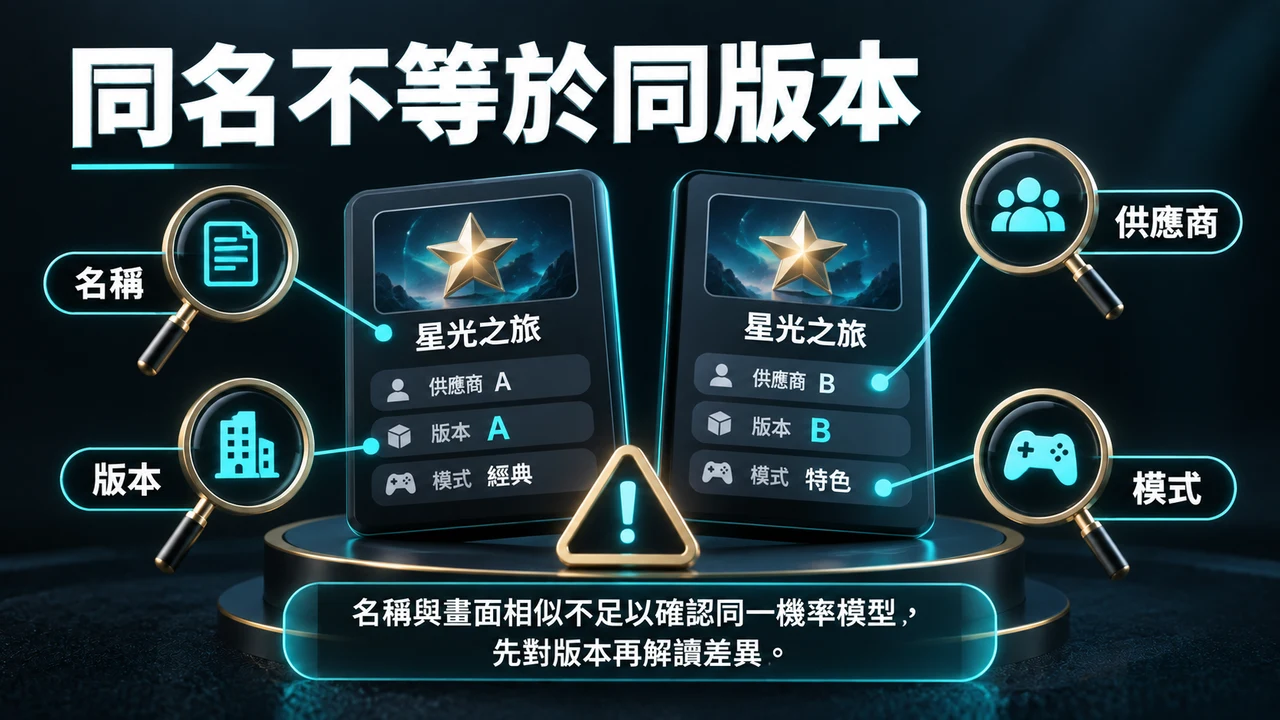 同名老虎機 RTP 為什麼不同？遊戲版本、模式與規則頁怎麼核對