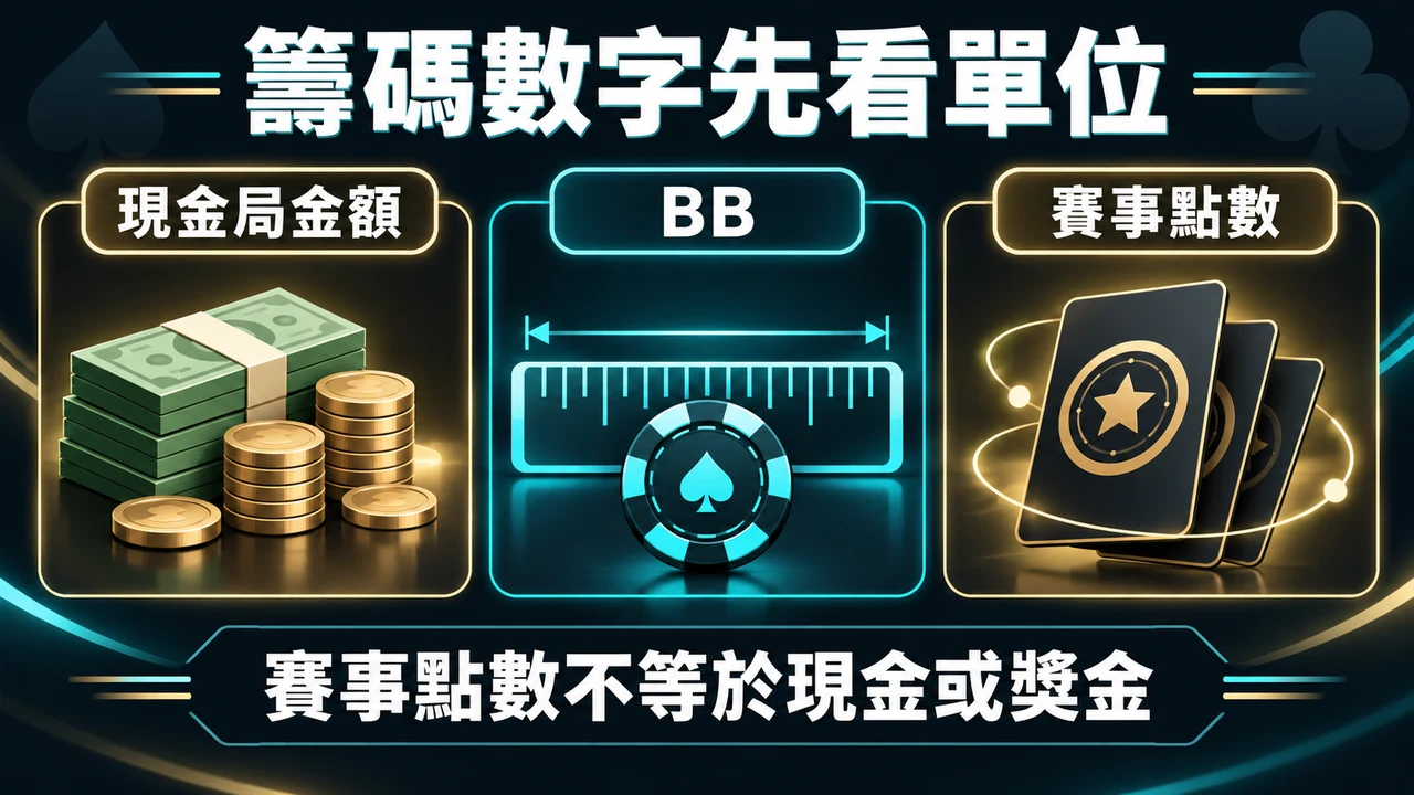 德州撲克籌碼怎麼算？BB、有效籌碼與賽事點數的單位差異
