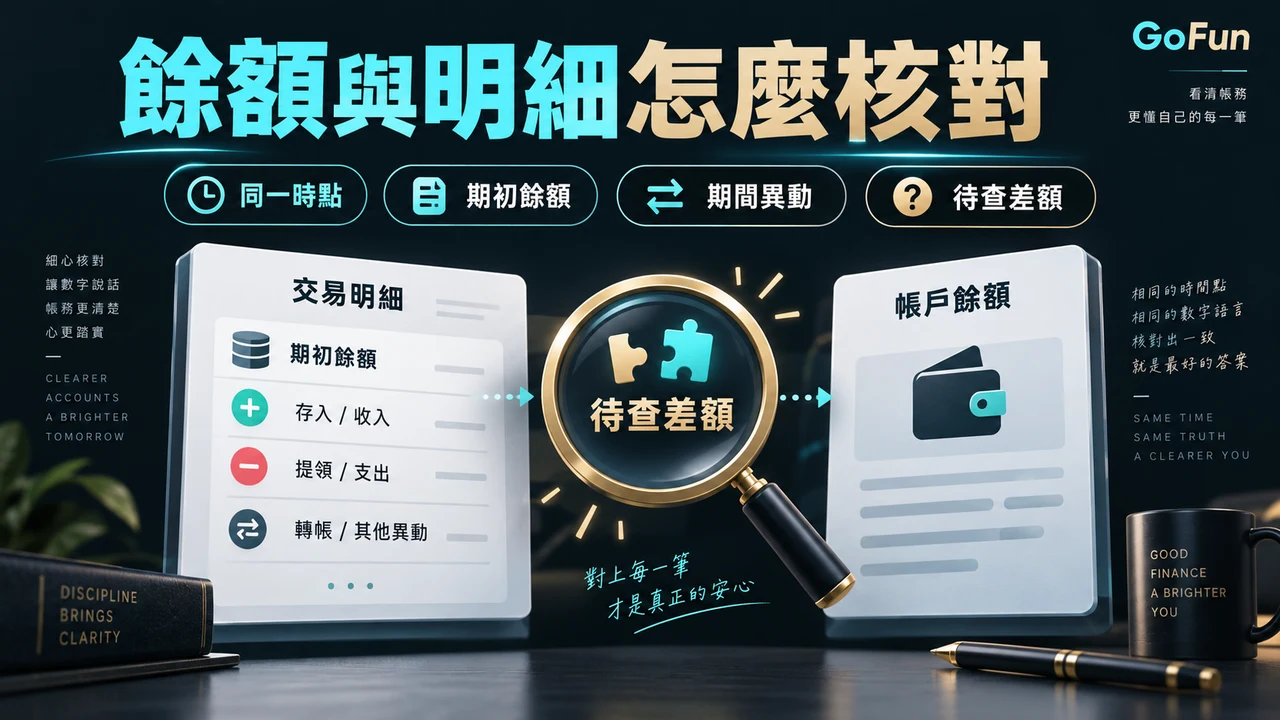 GoFun 帳務交易紀錄不一致:同一時點、期初餘額、期間異動、待解釋差額